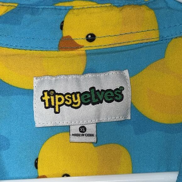 Tipsy Elves rubber ducky button down short sleeve shirt size XL - Picture 4 of 6